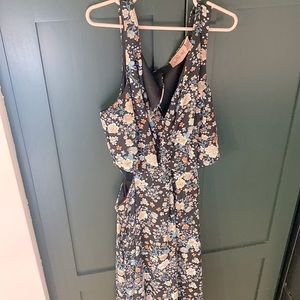 Floor length floral cut out dress